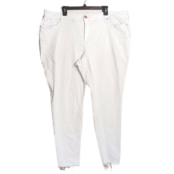 A.N.A. Skinny Jeans Womens 24W Ivory Mid Rise Raw Crop 90s Y2K Stretch Denim - Picture 1 of 4